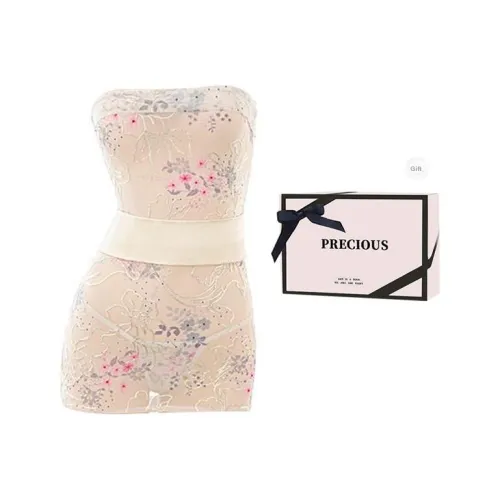 GOYN Светло-желтый [Платье без бретелек + Ремень + T Брюки] + [Коробка] Женские ночные сорочки