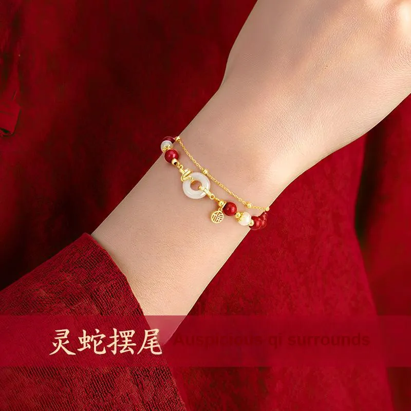 Andaozi Hetian Jade Bracelets Pale Greenish White Jade Women's-2