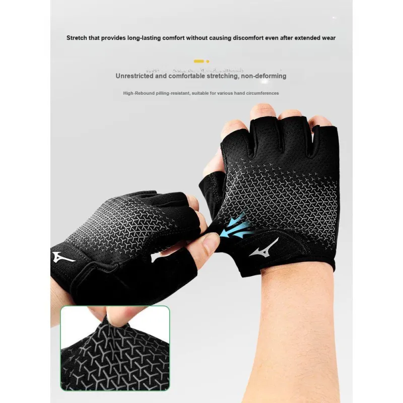 Mizuno Apparatus Fitness Gloves Protected And Wear resistant Black Polyester Female And Male-2