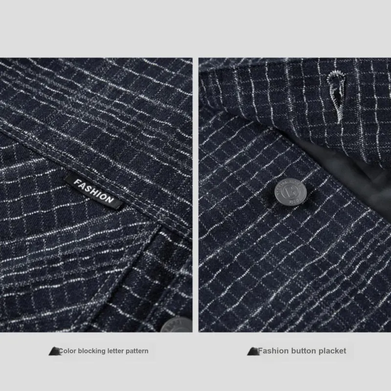 HLA Jackets Men Denim Blue Pattern S6-3