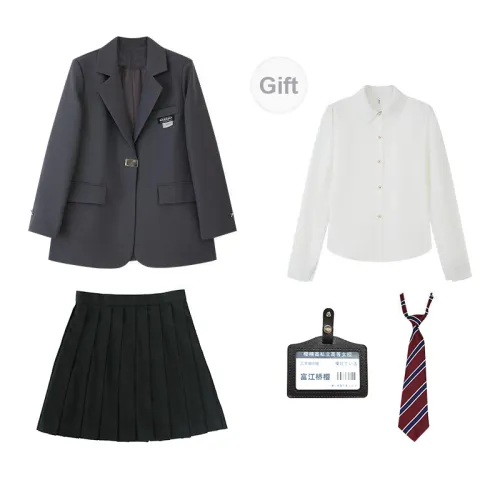 YuChaJia Uniforms Women's Set Gray Business Suits+Short Skirts