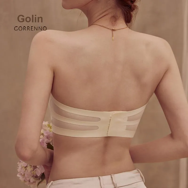 GORRENNO Strapless Bra Women's Milk White-21