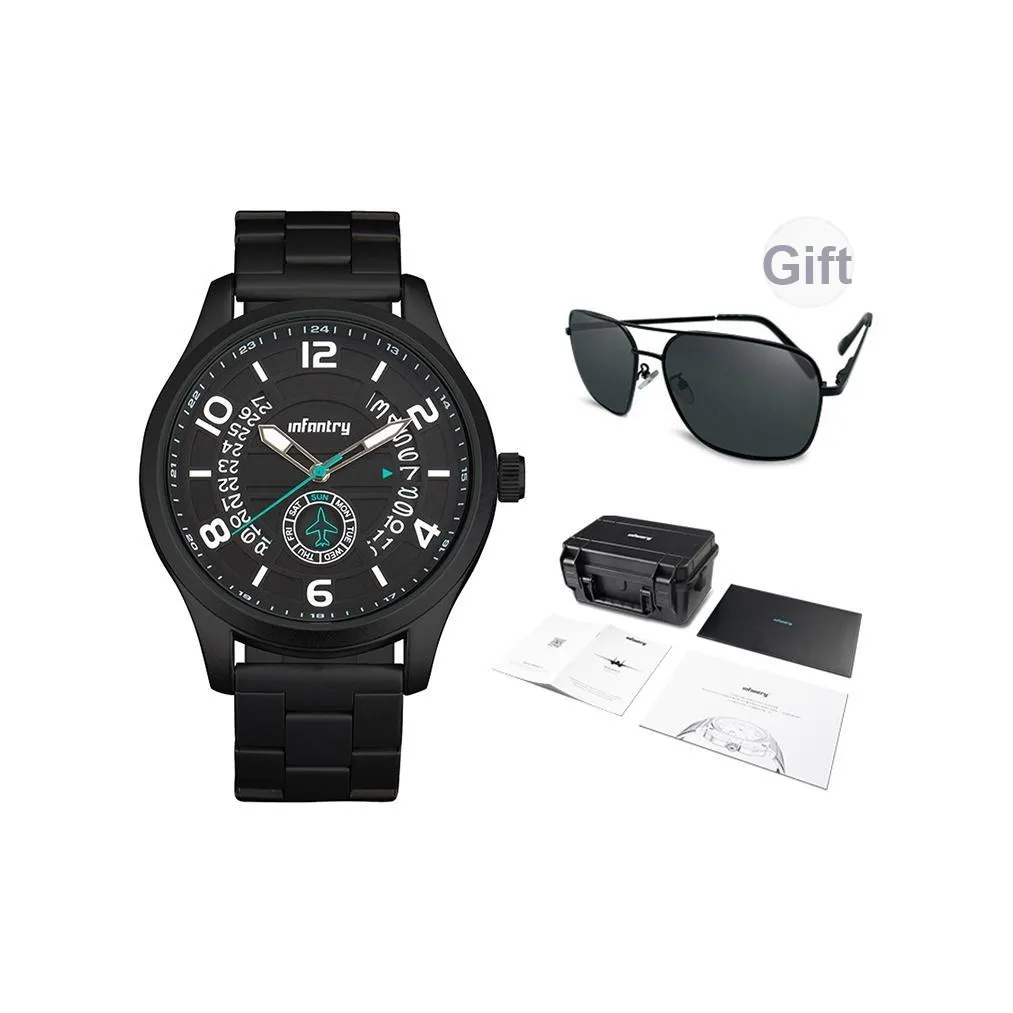 INFANTRY Pilot Collection · Commander Wrist Watch Кварцевый механизм Стальной ремешок Часы Мужские Черный циферблат