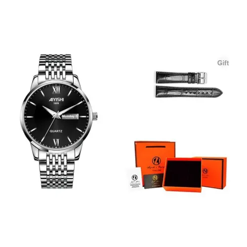 AIYISHI Наручные часы Кварцевый механизм Черный циферблат Мужские часы