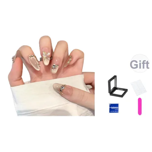 XNTX Французский MID Длина (размер в длину) Кошачий глаз False Nail Овал Мягкий Color Series Телесный Coquette