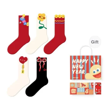 JKN Mid Calf Socks 2025 Little Man Stamping Wedding Socks Unisex Box 5 Pack