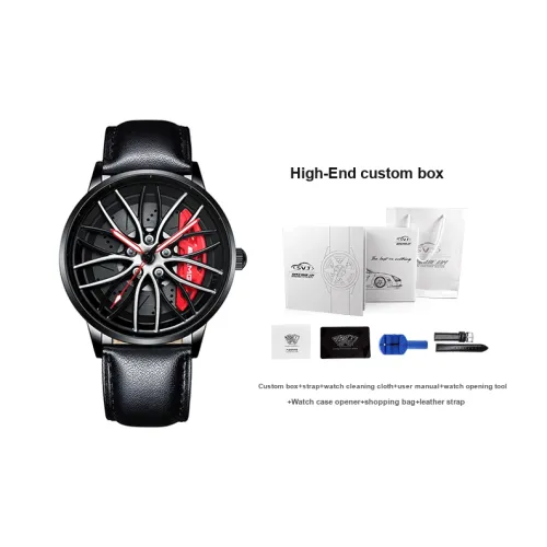 SVJ Кварцевый механизм кожаный ремешок мужские часы черный циферблат модель A2022G113