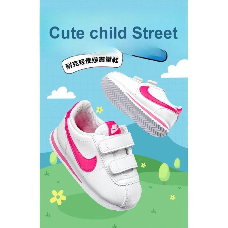 Nike Basic SL Slip-Resistant Cushioning Wear-Resistant Low-Top Running Shoes Pink White Infant And Toddler-1