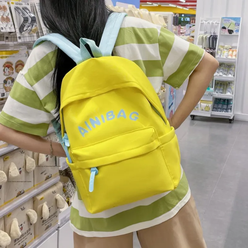 AIBAG Nylon Backpack Unisex Yellow/Blue-5