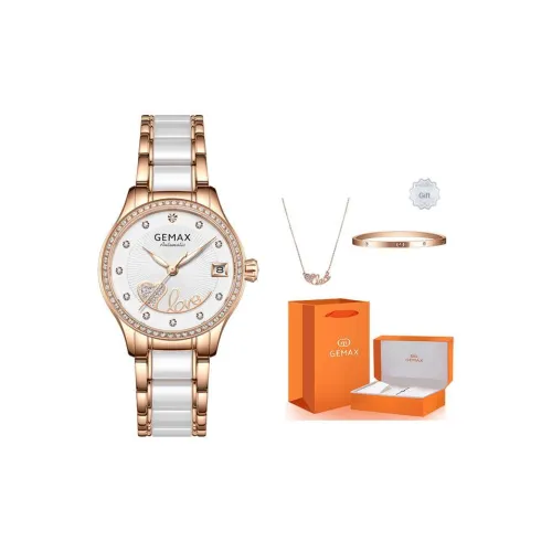 GEMAX Love Series Наручные часы Автоматический Механический Механизм Керамика Ремешок Часы Женские Белый Циферблат