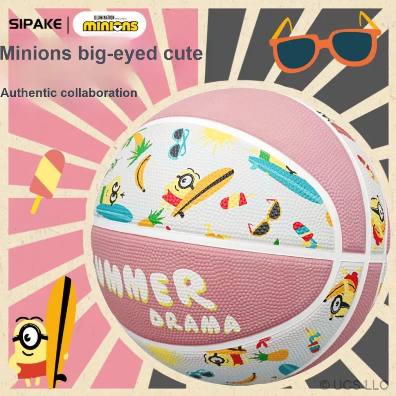 SIPAKESPORT x MINIONS Rubber Basketball Pink/White Print Size 4 Size 5 Ball Training Unisex-5