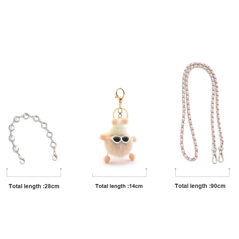 Gloya Leather Alloy One Shoulder Crossbody With Chain Accessories Decorative Chain Combo Set Women's Pink-11