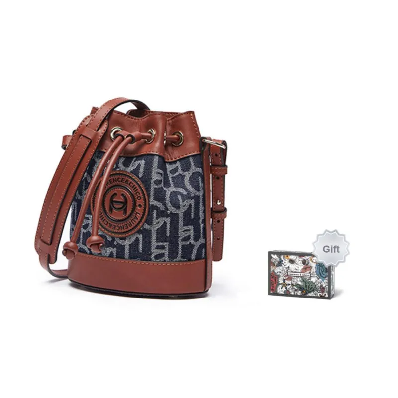 Laurence & Chico Denim Flower Pot Bag, One Shoulder Handbag, Crossbody Bag Trumpets Women's Red Brown/Blue-0