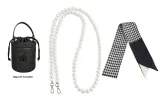 100cm Crossbody Pearl Chain+Houndstooth Silk Scarf