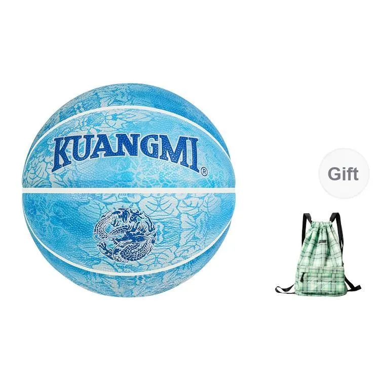 Kuangmi PU Basketball Water Wave Blue Size 7 Ball Street Unisex-12