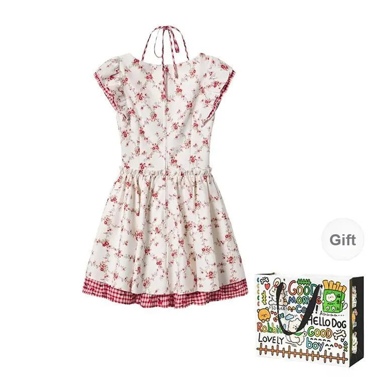 ZVJH Short Sleeved Dress Women's Red White-1