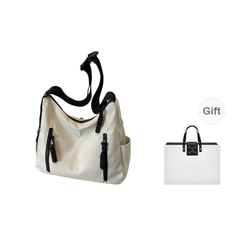 MUYKUY Oxford Shoulder Bag, Crossbody Bag Unisex Black/Ecru-16