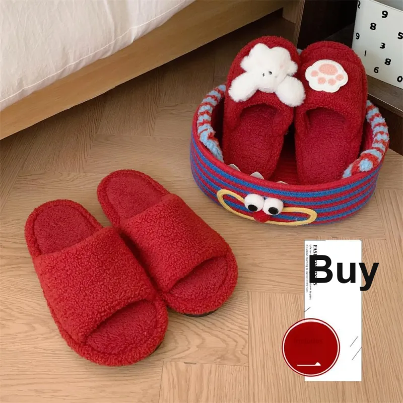 Thin Strips Slippers Unisex, Red-4