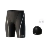 블랙 수영 반바지 + 수영 캡