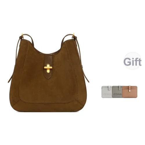 Cthulhu Коровья кожа Капсула Замша Тоут Сумка Сумки через плечо Сумка через плечо Большая Женская Коричневая