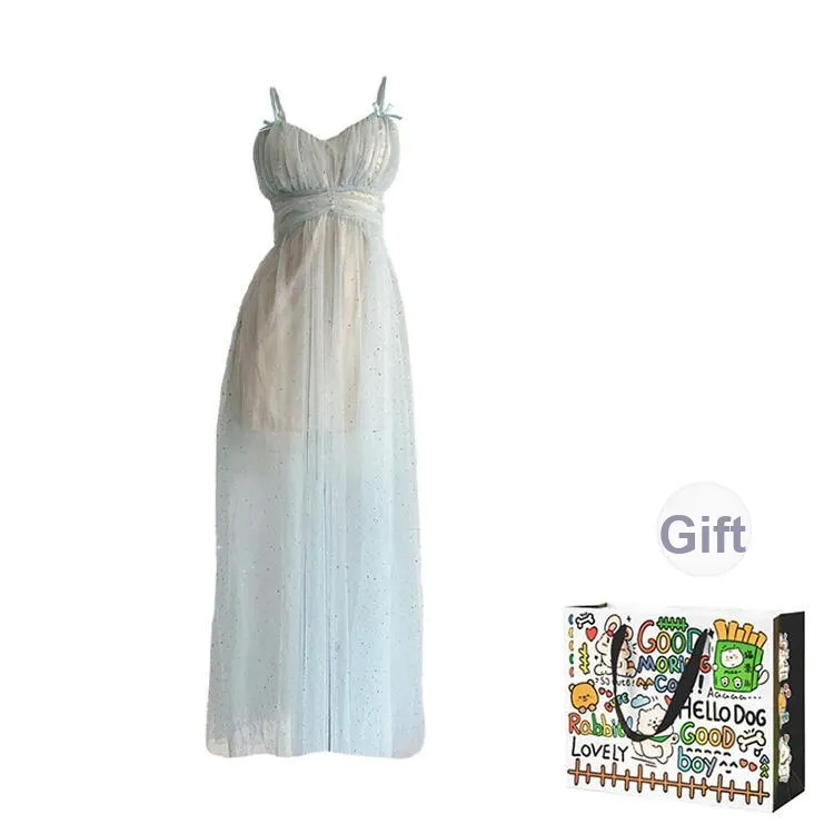 Dippanis Slip Dresses Women's Blue Dress Shopping Bag-0
