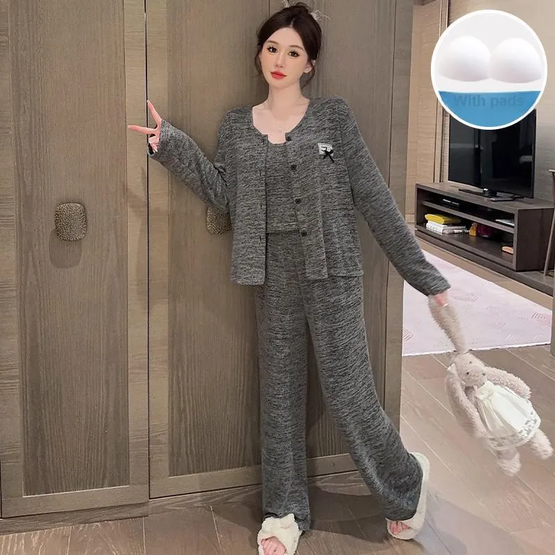 Sleeping Beauty Pajama Set Women's Dark Gray-5