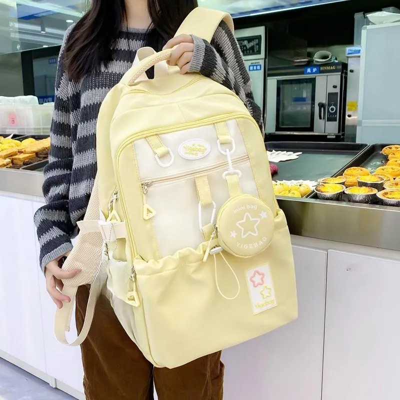 URBAN FOREST Nylon Backpack Unisex Purple/Yellow/Blue/Pink/Black-8