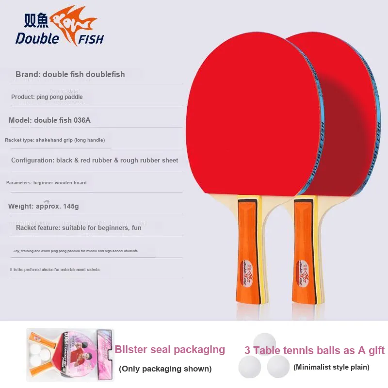 DOUBLEFISH Ping Pong Paddles Unisex All Wood Double Beat Set-1