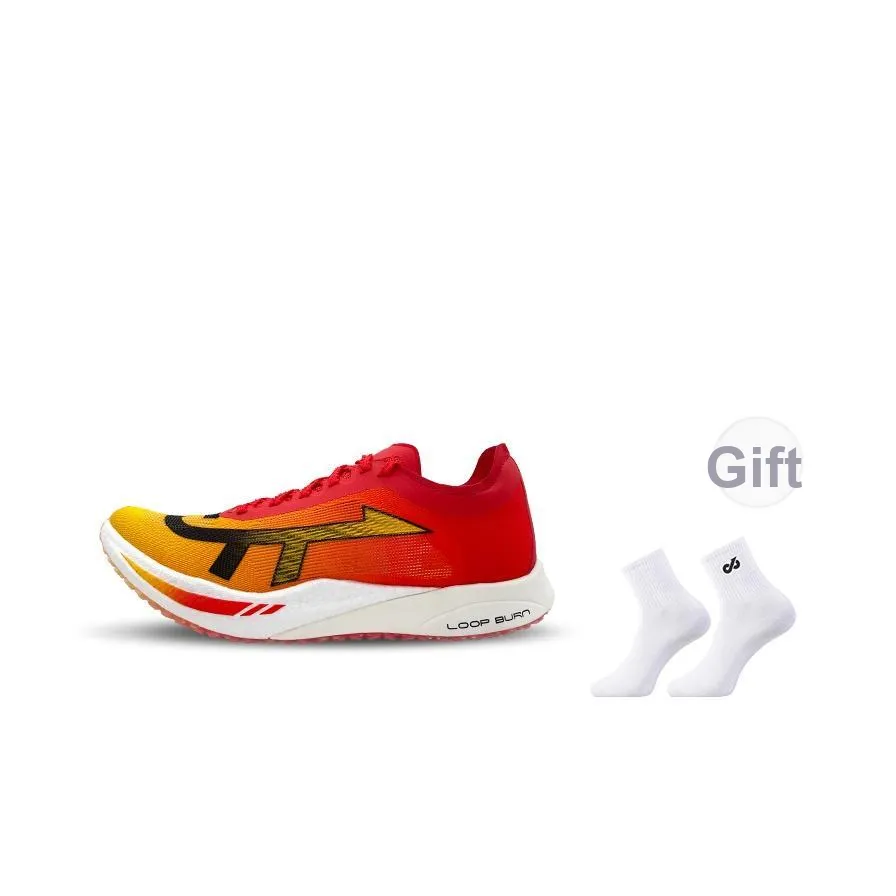 LOOP BURN 100pro 4,0 Дышащий Низкий Топ Полная Длина Карбоновая Плита Беговые Кроссовки Унисекс Chasing Пламенно-Оранжевый