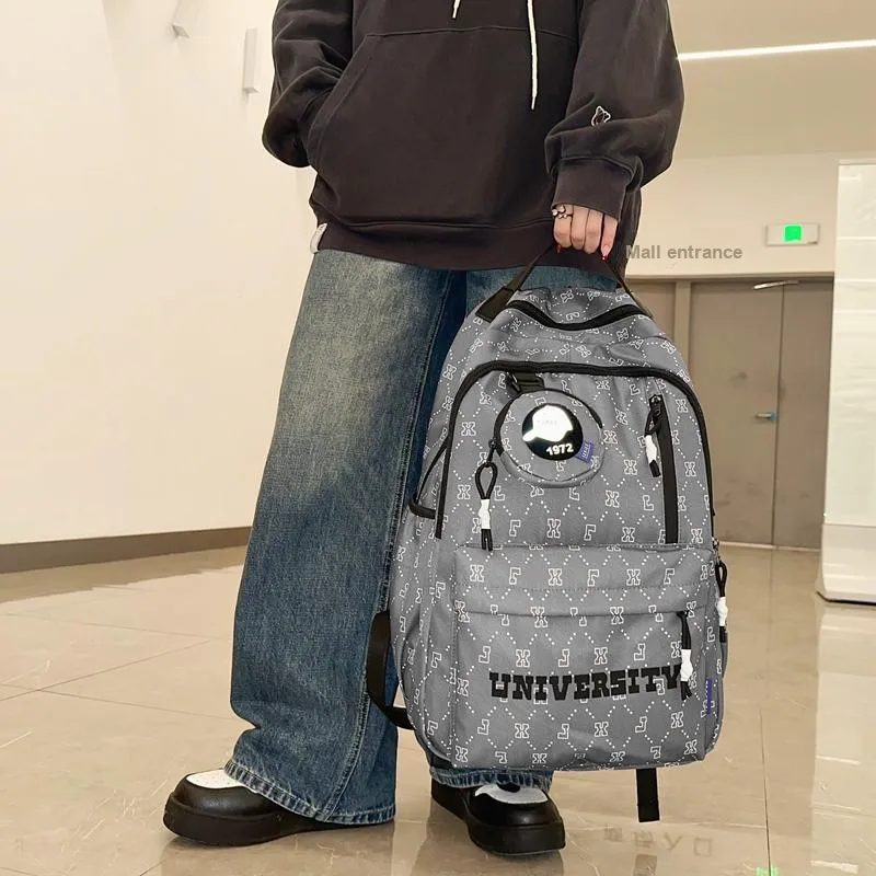 URBAN FOREST Nylon Backpack Unisex White/Gray/Black/Blue/Coffee-11