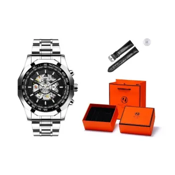 AIYISHI Automatic Mechanical Movement Watch Men's Watches Cut Out Dial