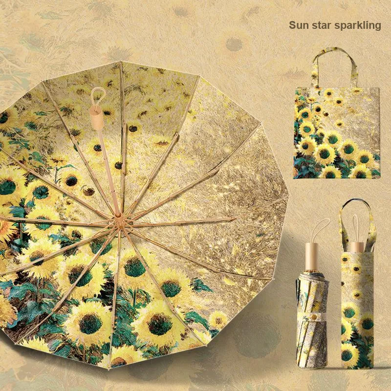 Imono Hand Open Folding Umbrella Rain And Sun Protection-10