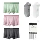 7A Grade Antibacterial Cooling Breathable[Pink+Dark Gray+Fruit Green]+[100% cotton Ankle Socks X2 Pack]Gift Box Set