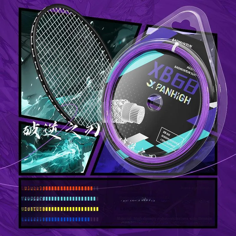 PANHIGH Blade Of Resistance Stretchable And Durable Badminton Racket Strings Nylon Unisex 0.68mm*10M-16