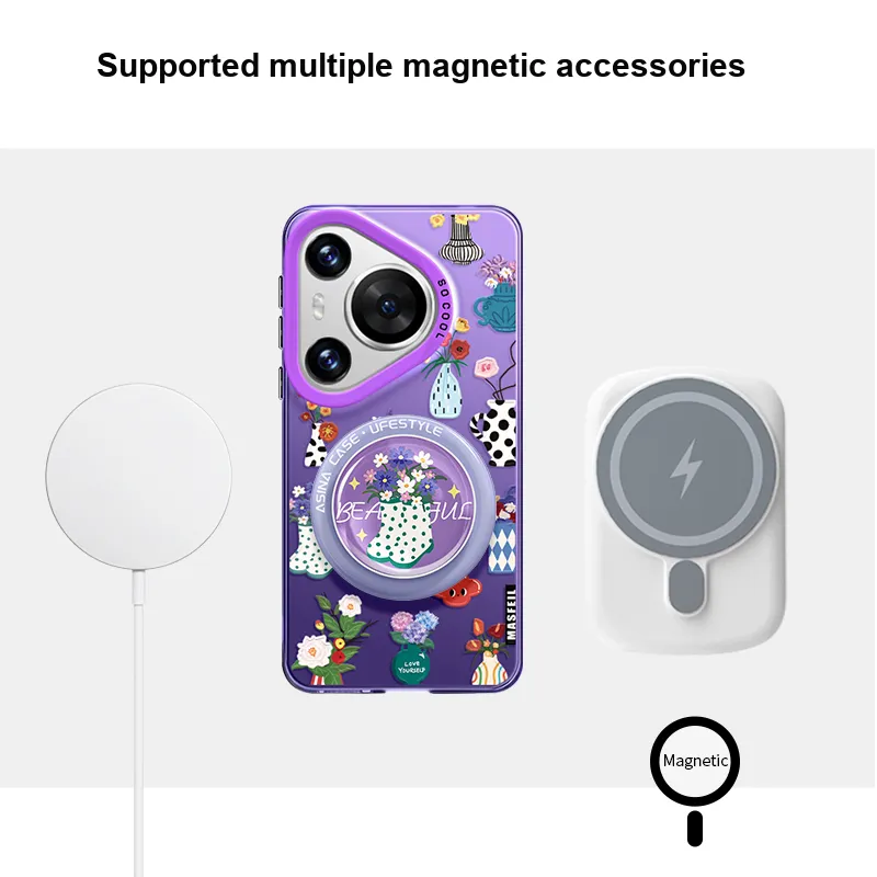 Marsfield Acrylic Material Soft Edged Magnetic Case Artistic Vase Phone Cases Compatibility Huawei P70/60/50/40PRO-3