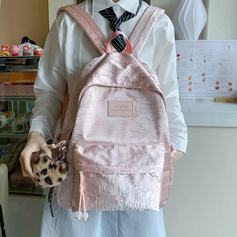 Deli Bear Composite Fabric Backpack Large Size Unisex Pink/Black/Blue/Green/Ecru Small Size Pink/Black/Blue/Green/Ecru-3