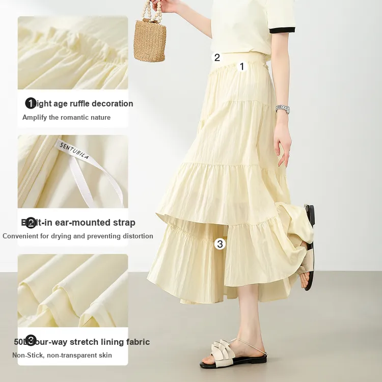 SENTUBILA Casual Long Skirts Women's Pear Blossom Yellow-5