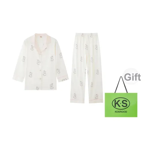 Kosrood Пижамный комплект Женский Белый Золотой