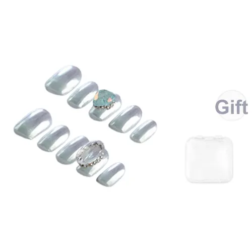 Fanze Перламутровый Кошачий глаз False Nail Короткий LADDER Светло-синий Smudge 15mm