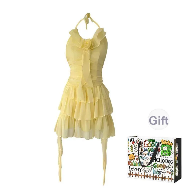 PZHK Sleeveless Dresses Women's Yellow Shopping Bag