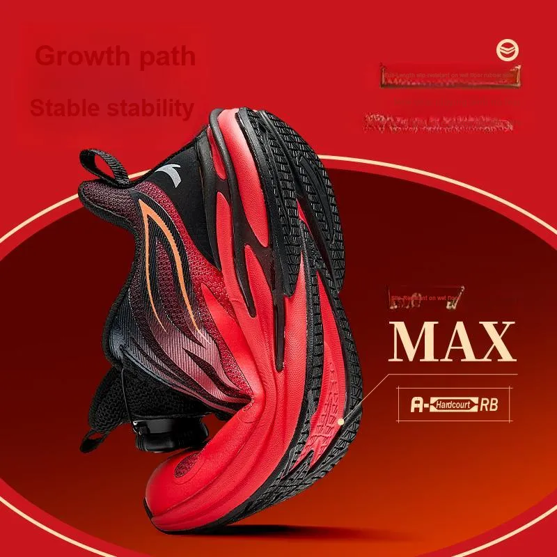 Antakids Chiyan Lightweight Cushioning Low Top Kids' Running Shoes Black Red Children Aged 3 7 Years Old-2