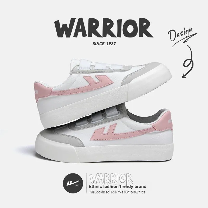 Warrior Coverage Slip Resistant, Abrasion Resistant, Lightweight Low Top Skateboard Shoes Women's White Light Pink Red-1