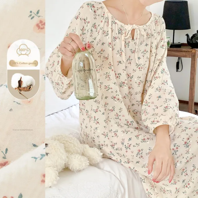 Yalu Nightgown Women's Custard Small Flower-1