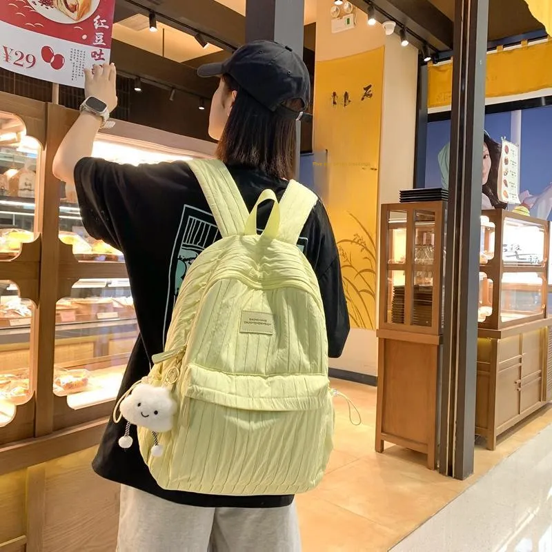 NX DOUGHNUT Nylon Backpack Women's Ecru/Yellow/Khaki/Pink-3