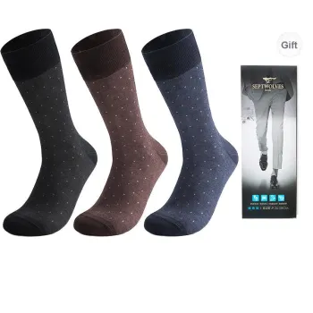 SEPTWOLVES Knee-High Socks Autumn And Winter Models Men's 3-Pack Gift Box Set