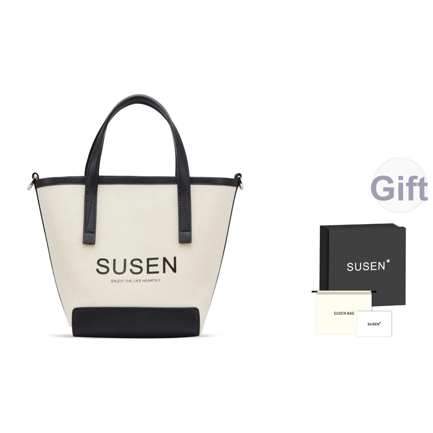 SUSEN Холщовая сумка-корзина Сумка-ведро Сумка через плечо Унисекс Экрю Черный Армейский зеленый