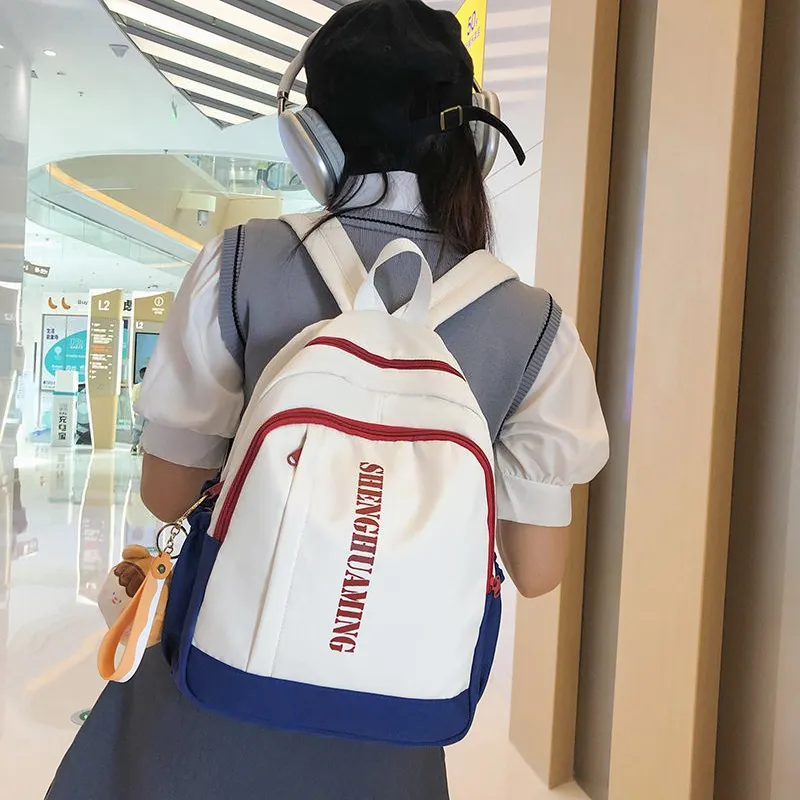 BALANG Nylon Backpack Women's Black & White/Blue & White/Khaki/Light Green & Fluorescent Yellow-3