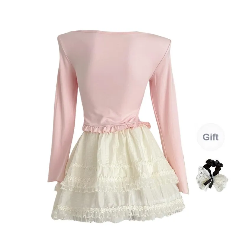 TUSHIFEI Skirt Set Women's Two Piece Set+Hair Tie Includes-1