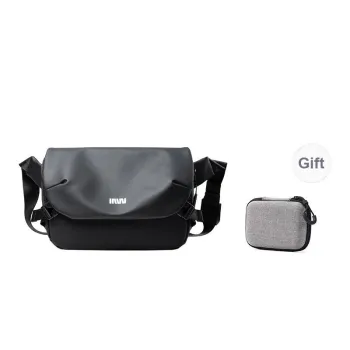 SEPTWOLVES Artificial Leather Shoulder Bag, Crossbody Bag, Multifunctional Messenger Bag QPL 5L Unisex Black