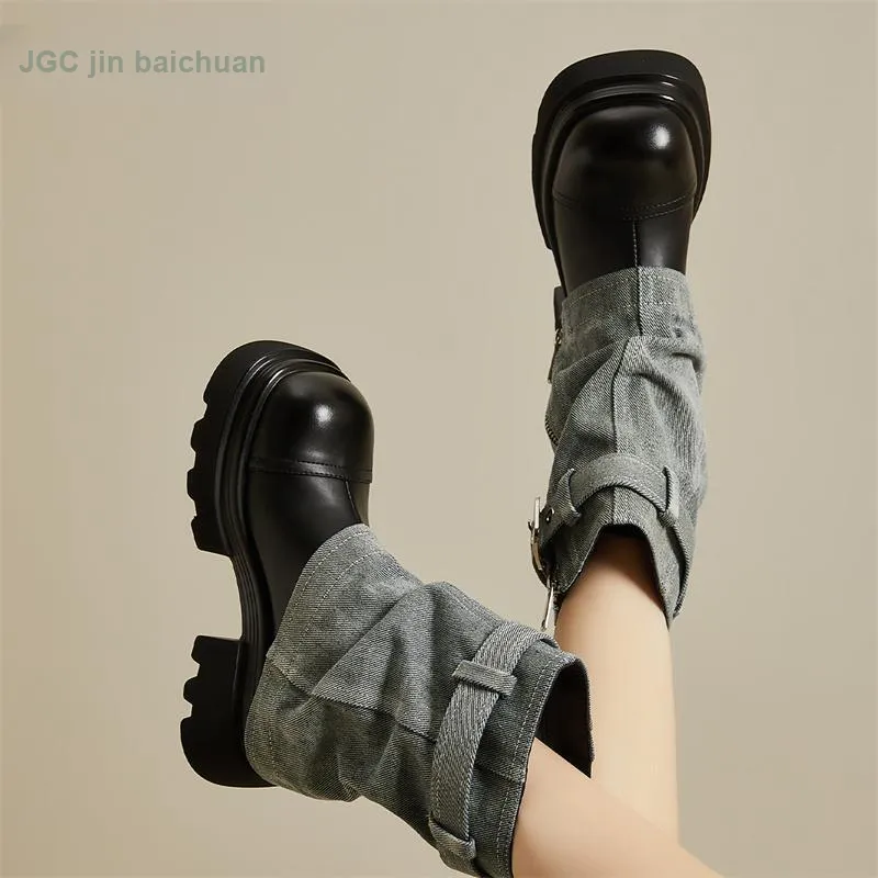 Jin Baichuan Ankle Boots Women's Light Blue-6